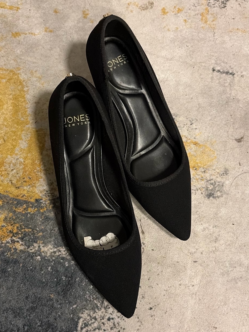 Jones New York Black Pointed Toe Knit Ballet (small heels)